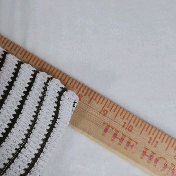 Madewell Textured Stripe Short Sleeve Sweater Top Women White Brown Size Large - Picture 9 of 12